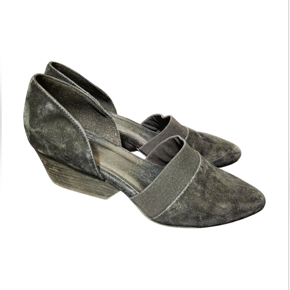 EILEEN‎ FISHER Hilly Suede d'Orsay Pump Black - Size 7